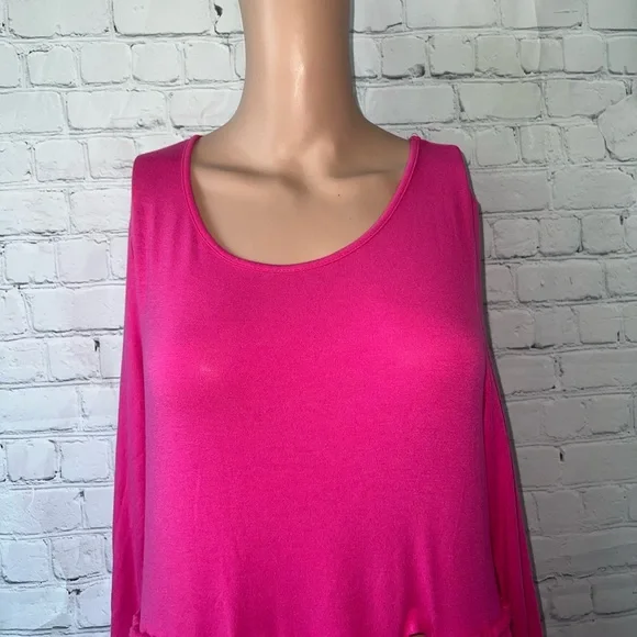 Jolie Hot Pink long sleeve ruffled dress size S - Picture 2 of 8